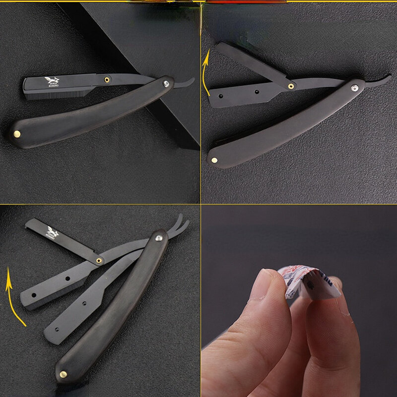 الرجال أدوات الحلاقة الحلاقة الشعر الحلاقة و شفرات للطي سكين الفولاذ المقاوم للصدأ حامل مستقيم تصفيف الشعر الأجهزة