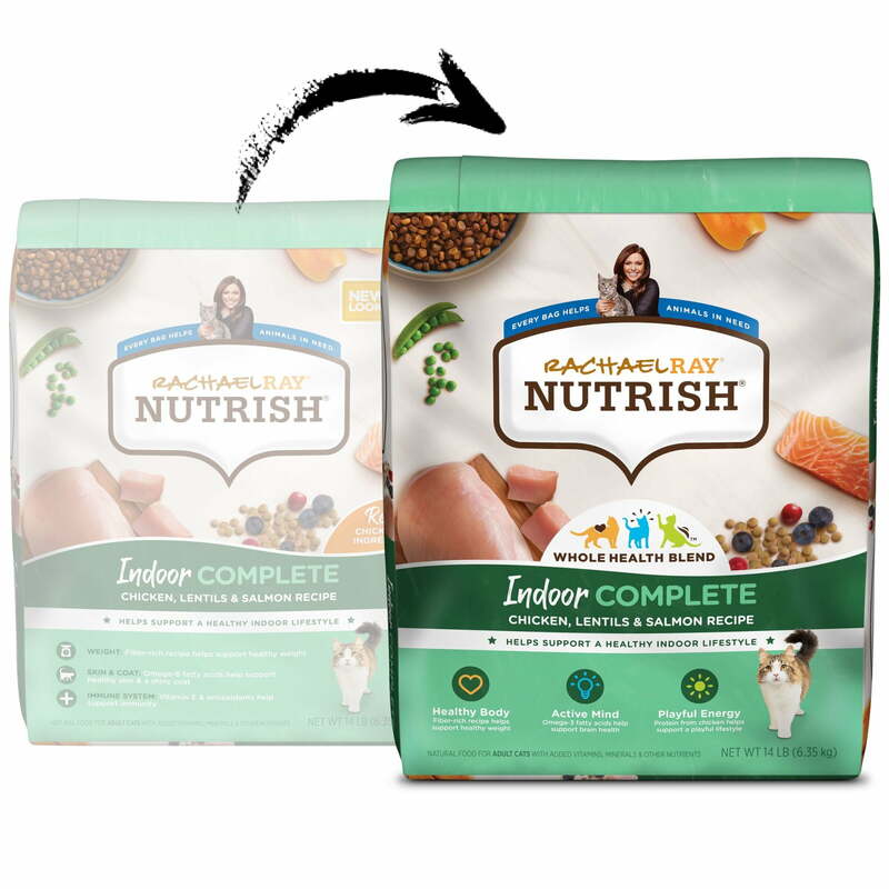 Rachael Ray Nutrish Indoor Complete Natural Premium Dry Cat Food, Chicken With Lentils & Salmon Recipe, 14 Lbs