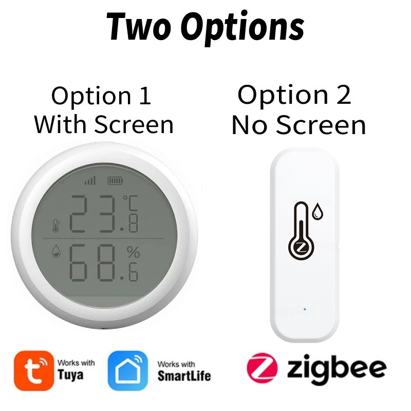 Tuya ZigBee Pintar Sensor Suhu dan Kelembaban Kontrol Aplikasi Kehidupan Pintar Detektor Kelembaban Dalam Ruangan Bekerja dengan Hub Gerbang ZigBee