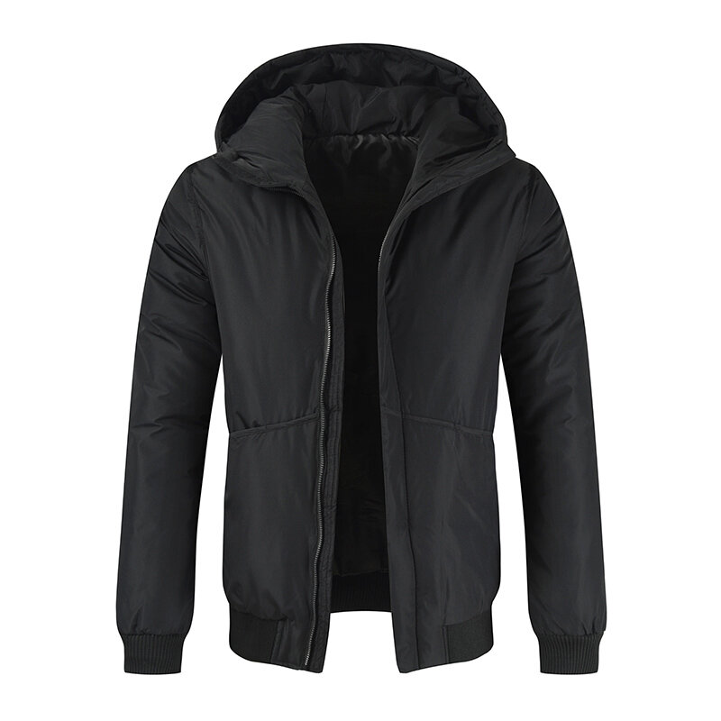 Abrigo de plumón grueso con capucha para hombre, abrigo cálido a la moda para exteriores, Color sólido, invierno, 2022