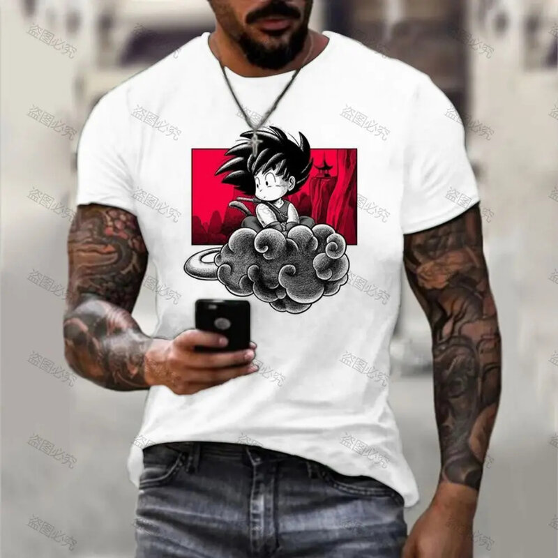 Dragon ball masculino impresso goku t-shirt, vegeta oberteile, estilo harajuku, streetwear, oberteile, 2024