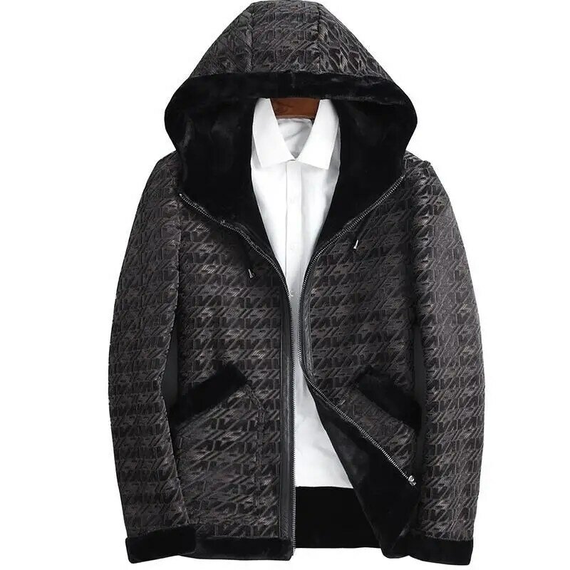 男性用ナチュラルミンクファーコート,フード付きスタンドアップカラー,パーソナライズされたファッショナブルな暖かい冬のジャケット,b374
