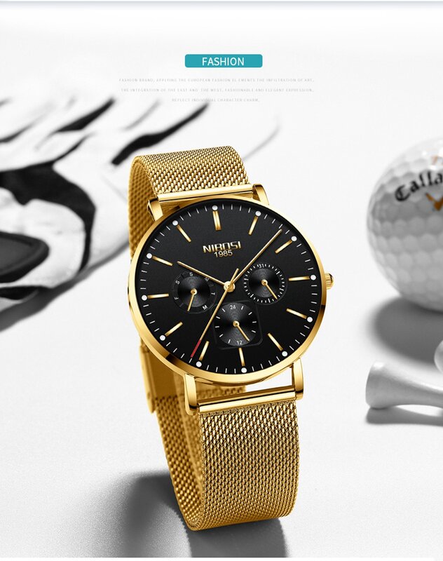 Nibosi นาฬิกาข้อมือสำหรับผู้ชายสแตนเลสยี่ห้อชั้นนำนาฬิกากันน้ำนาฬิกาข้อมือควอตซ์ธุรกิจ relogio masculino