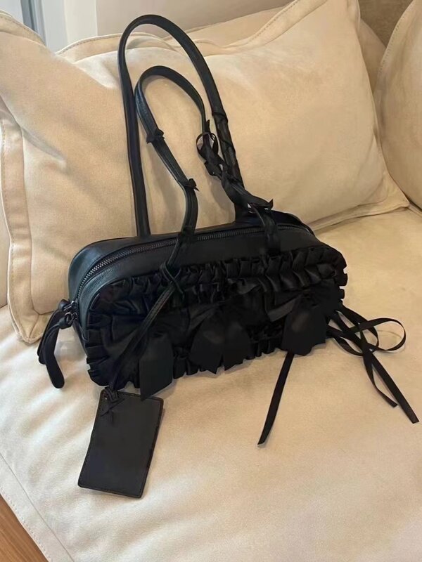 New Bow Underarm Bag for Women's Spring/summer Fashion Single Shoulder Portable Boston Bags y2k handbags sweet handbag