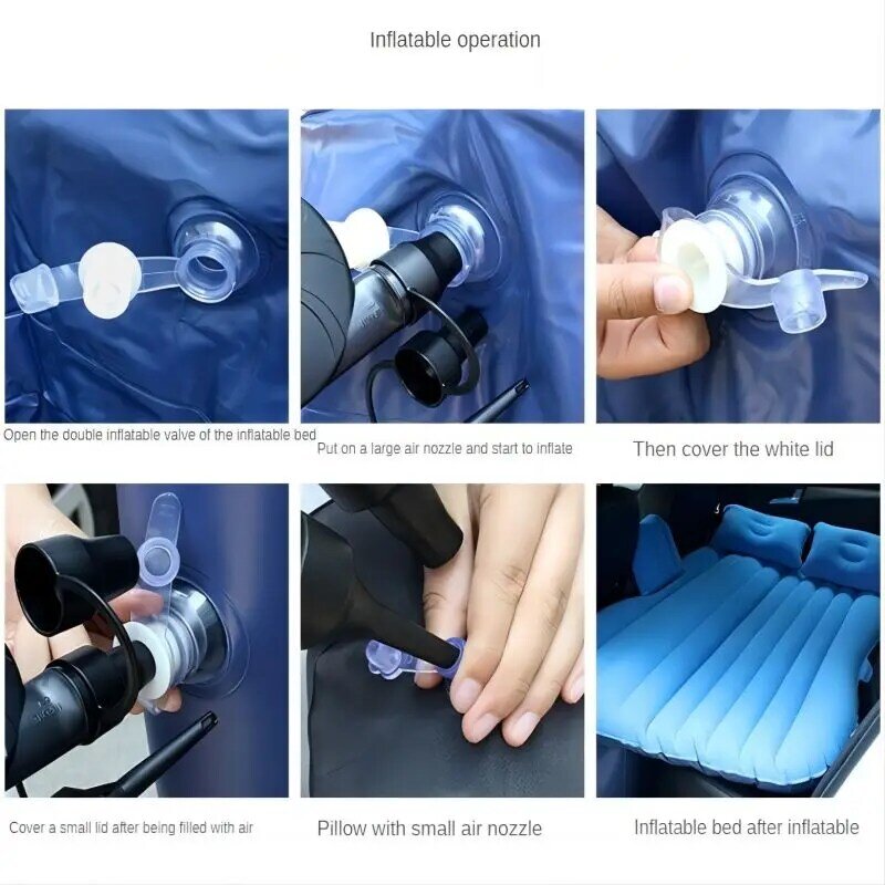 Cama inflable para coche, cojín de aire de tela ambiental flocado ultrasuave, portátil y cómodo
