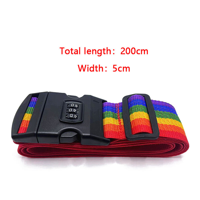 2Meters Rainbow Password Lock Packing Luggage Bag With Luggage Strap 3 Digits Password Lock Buckle Strap Baggage Belts