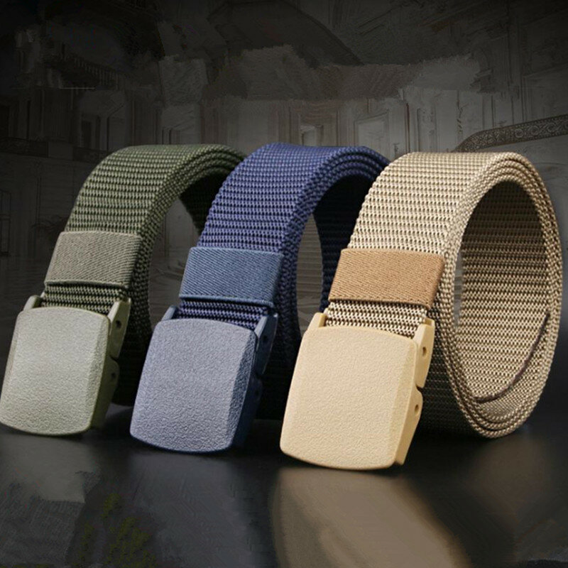 Military Men Belt 2024 Army Belts Adjustable Belt Men Outdoor Travel Tactical Waist Belt with Plastic Buckle for Pants 120cm