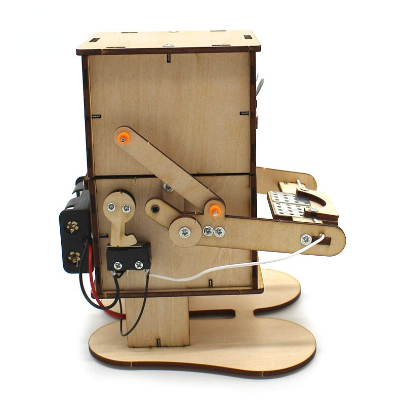 Craft Diy Wood Robot jedzenie monety zabawki edukacyjne dla dzieci montowane eksperyment naukowy materiał zabawki prezent dla studentów