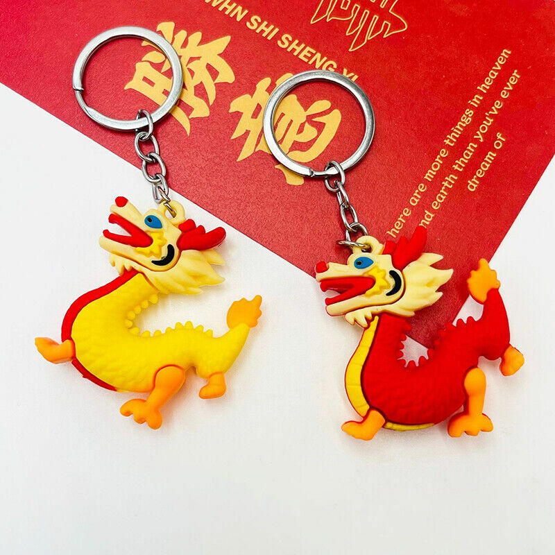 2024 Dragon Year Keychain Cute Cartoon Zodiac Dragon Keyring Bag Backpack Pendant Charms Jewelry Accessories Gifts Fashion