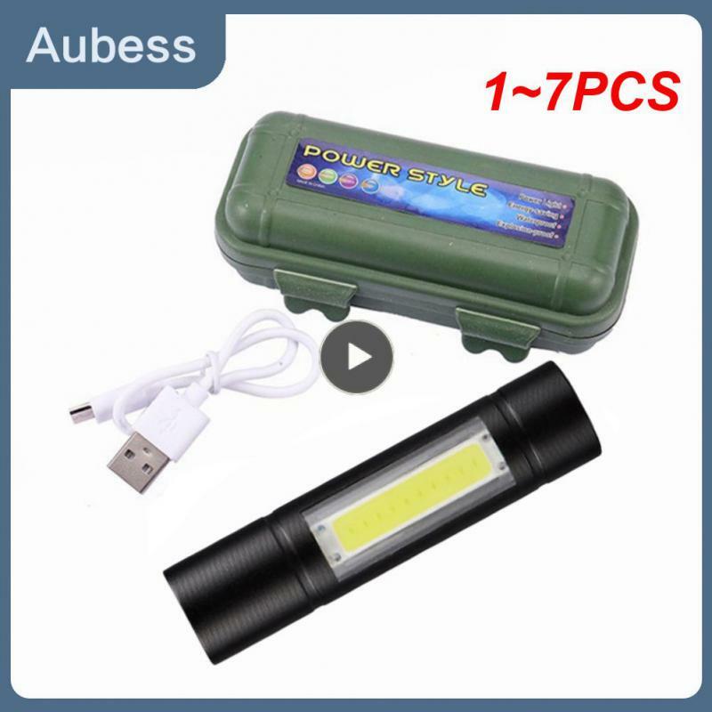 Minilinterna Led con Zoom de 1 a 7 piezas, batería integrada, XP-G, Q5, luz de trabajo, recargable
