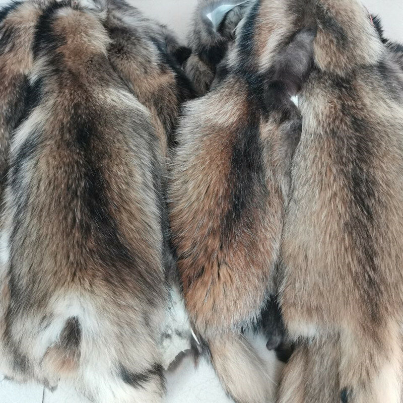 Genuine Raccoon Fur Scarf para homens e mulheres, 100% Real Fur, Colarinho de Roupas de Inverno, Venda Quente Usada, Botão Livre, 70cm, 2023