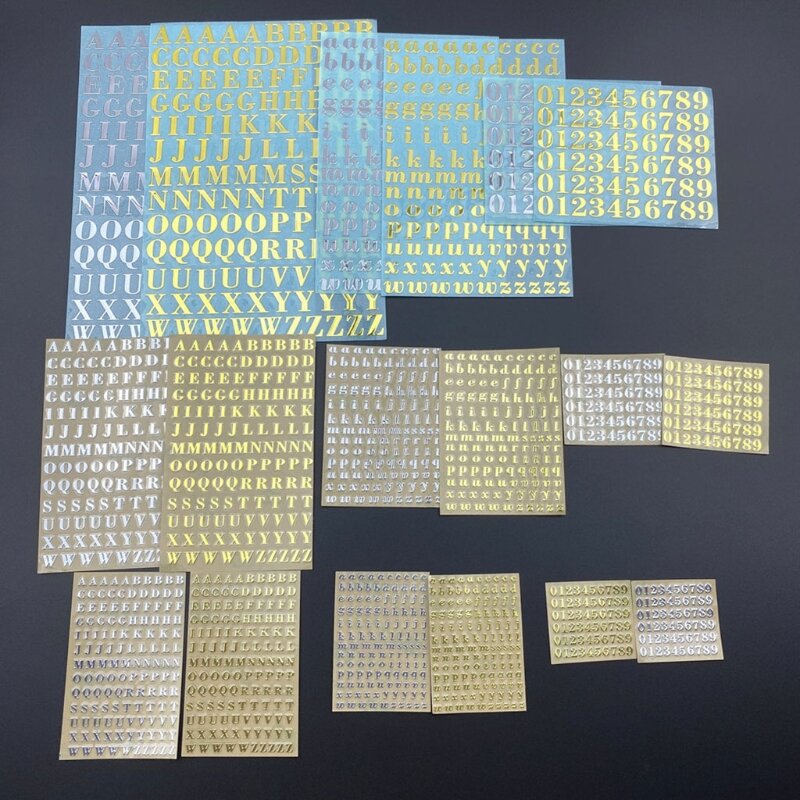 Metal epóxi adesivos com 26 letras números, gesso, vela, combinação, arte do prego, aromaterapia