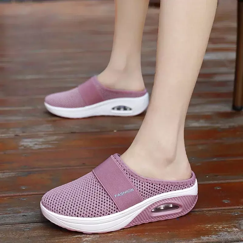 Air Cushion Slip-On Mules para mulheres, sapatos de caminhada, ortopédicos, diabéticos, mulas plataforma senhoras, chinelos leves, cunha, tênis femininos