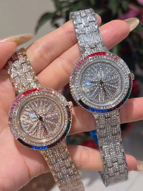 Designer diamond-encrusted steel case dial one glass mirror quartz watch 2024 Women's new watch fashion luxury watch