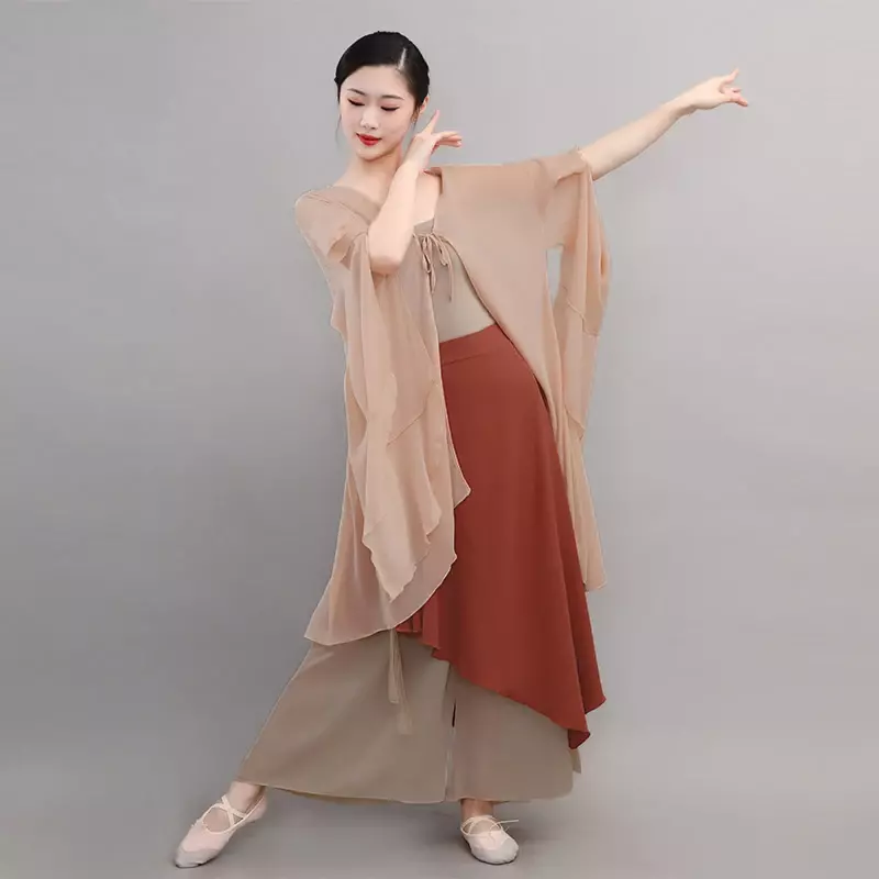 女性のための中国のスタイルのクラシックダンスの衣装、フローティングボディリズム、ステージパフォーマンスの服、新しいガーゼ