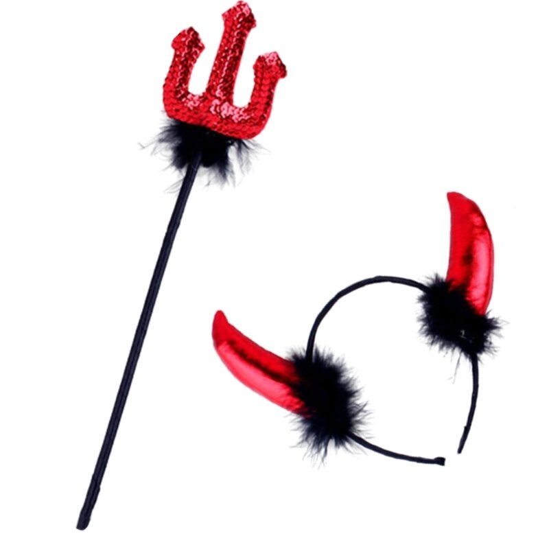 Bộ nĩa buộc tóc Devil Horn Halloween Hairhoop Đạo cụ tiệc họp mặt gia đình