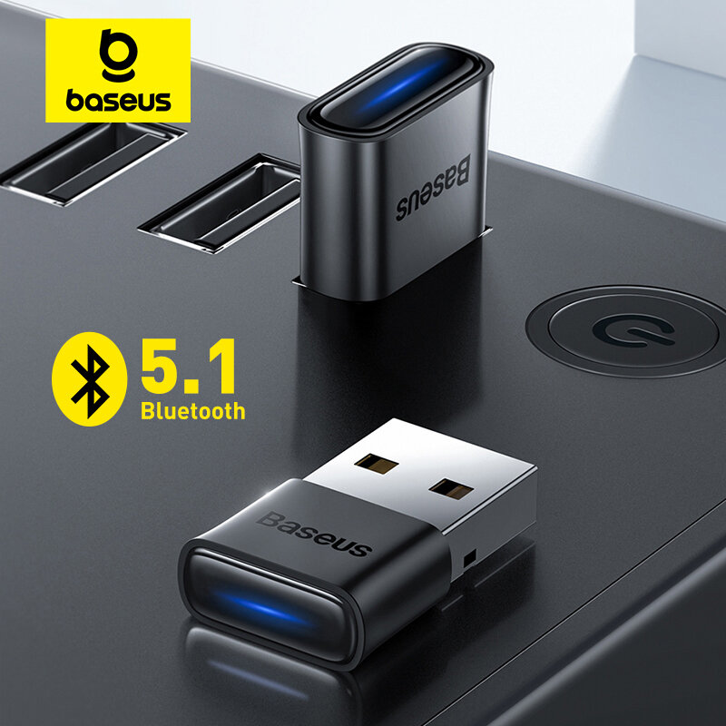 Baseus USB Dongle Adaptador Bluetooth Adaptador Bluetooth 5.1 para PC Portátil Sem Fio Speaker Receptor De Áudio Transmissor USB