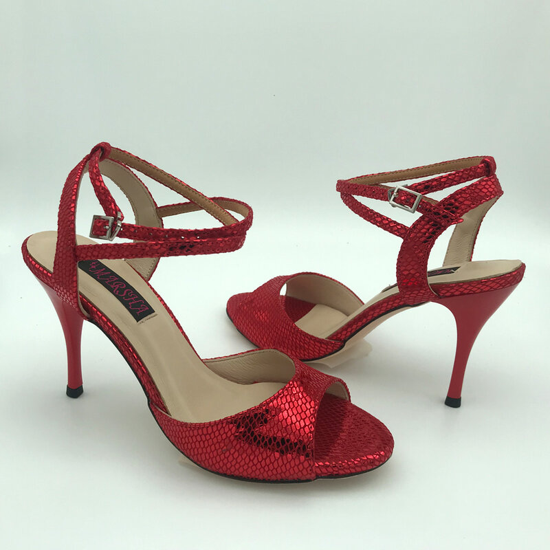Zapatos de baile de Tango de Argentina, zapatos de fiesta, zapatos de boda, suela de cuero T62102RSL, tacón de 9cm, 7,5 cm, Envío Gratis