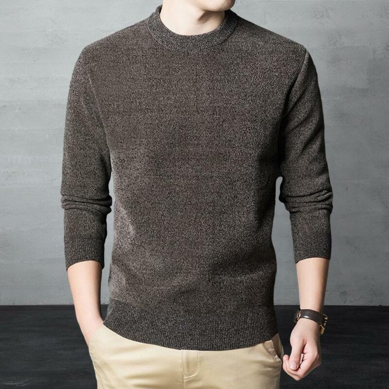 Comfortable Autumn Sweater for Men Men Loose Fit Sweater Thick Knitted Men's Sweater Round Neck Long Sleeves Casual for Home