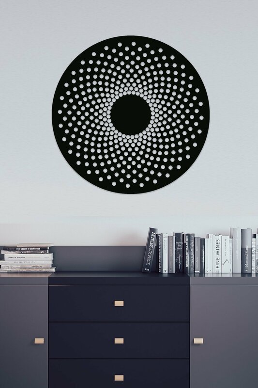 Гипнозическая круглая Лазерная резка Черного цвета 30x30 см