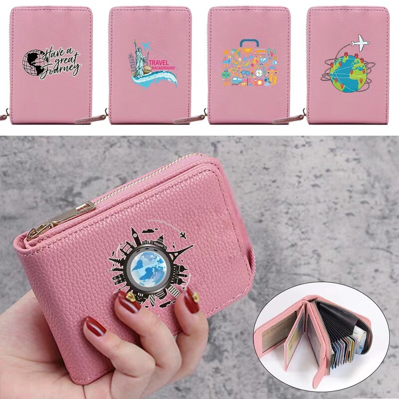 Women Short Wallet Small Fashion Luxury PU Leather Purse Ladies Card Bag For Women Clutch Female Purse Clip Wallet Travel Print