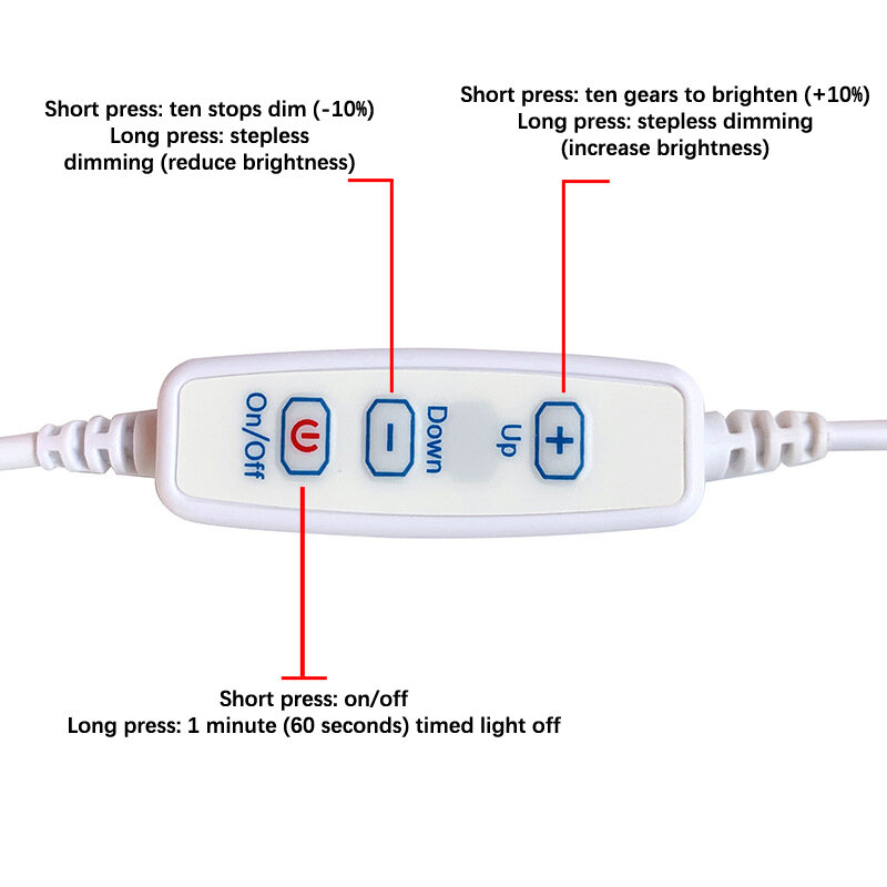 DC 5V 디밍 가능 LED 칩 5730 SMD LED 램프 DIY 조명 조절 가능 LED 전구, USB 조광기 학습 작업 충전식 램프