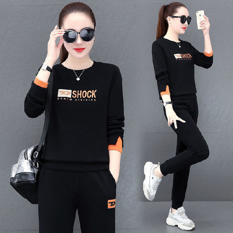 2024 Spring and Autumn Korean Edition New Sportswear Women's Set Fashion Casual Running Wear Two Piece Set