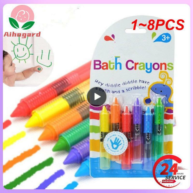 어린이 크레용 세트 무독성 안전한 식품 색상 왁스 페인트 브러시, 닦을 수 있는 목욕 장난감, 어린이 장난감