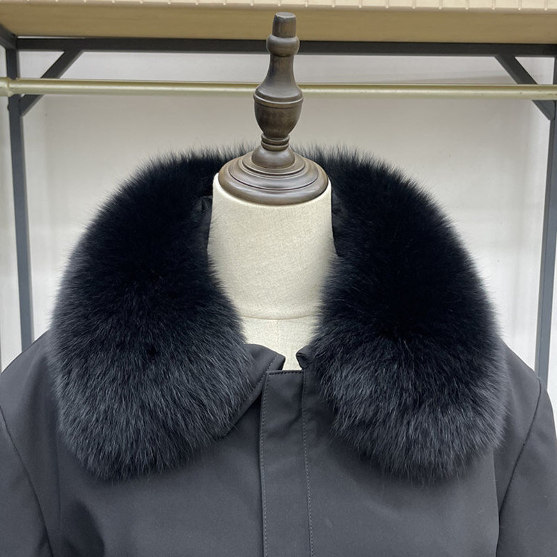 Cuello de piel de zorro Real para hombre, bufanda de piel Natural cálida para invierno, abrigo, chaqueta, calentador de cuello, 5 colores, 50cm, 60cm, 100%