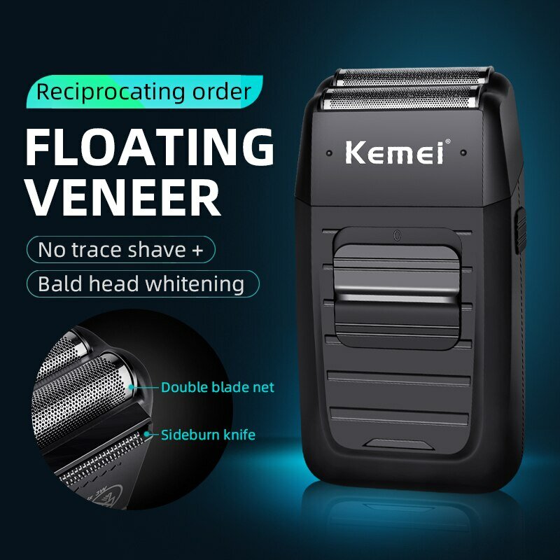 Kit de afeitadora de iones de litio recargable, KEMEI-1102 compacto, Afeitadora eléctrica profesional para hombre