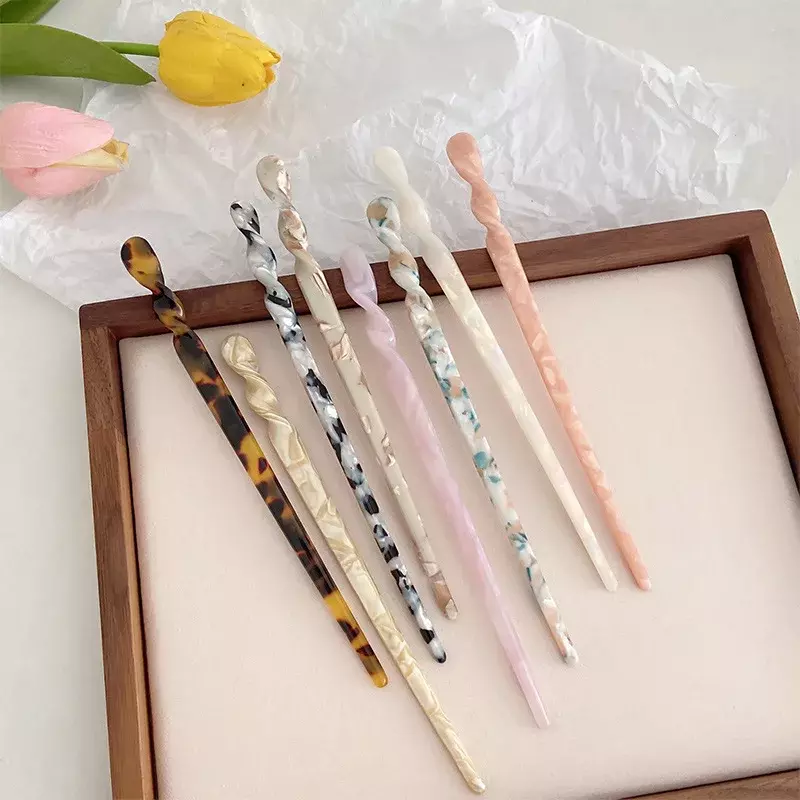 Palillos de pelo de estilo chino para mujer, palillos de resina de acetato Vintage, horquillas, pasador de Clip, accesorios de joyería de boda