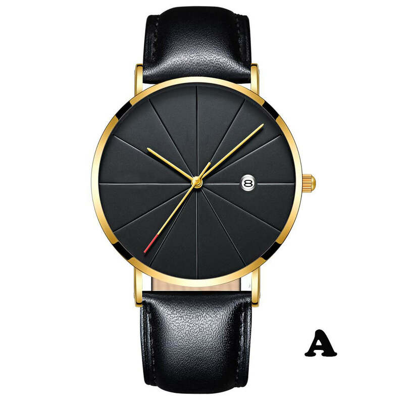 นาฬิกาควอตซ์ลำลองสำหรับผู้ชายสายหนังธุรกิจที่ไม่สร้างความรำคาญนาฬิกากลไกแฟชั่นคลาสสิก