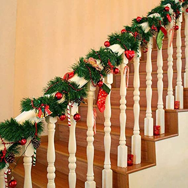 크리스마스 가랜드 인공 등나무, 가정용 크리스마스 장식, 크리스마스 트리 장식품, 새해 야외 실내 DIY 장식, 5.5m