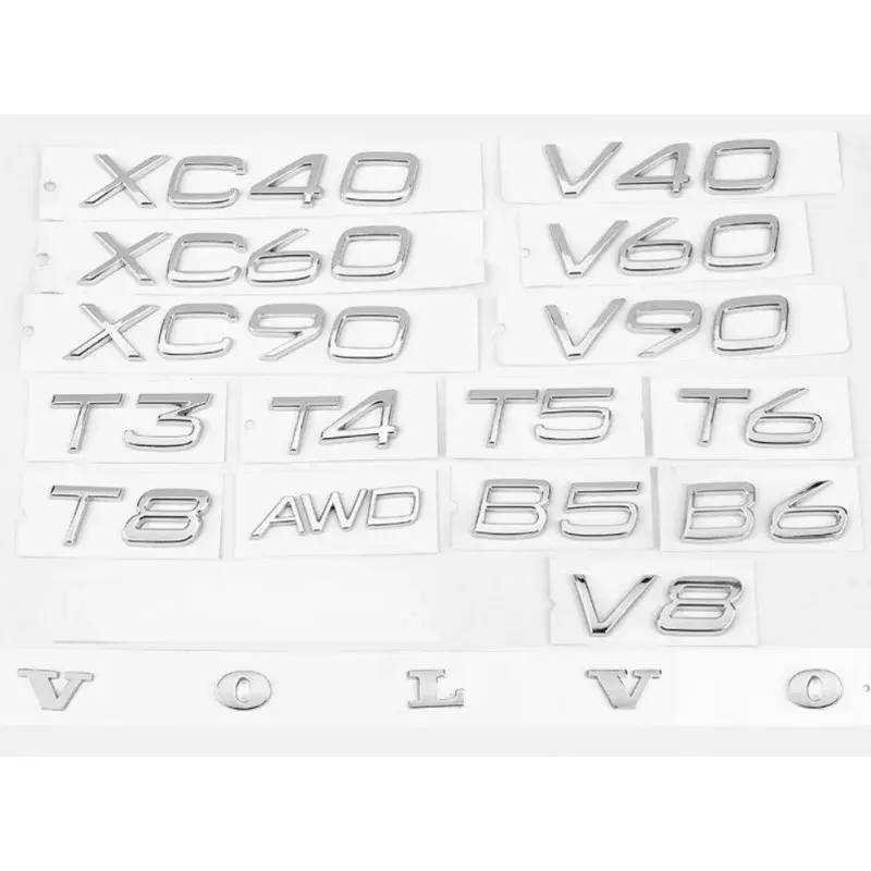 車の3D文字ステッカー,トランクのロゴ,ボルボxc60,xc90,s60,s80,s60l,v40,v60,t5,t6,awdに適しています