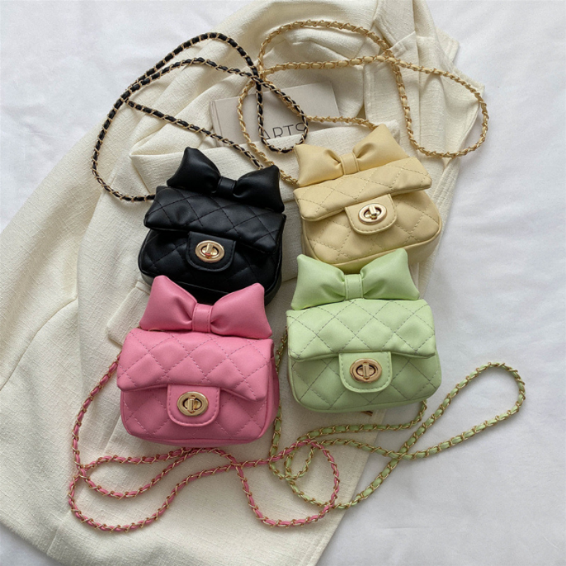 Kids Mini Designer Luxury Shoulder Bag Toddler Princess Baby Girls Pink Bow Handbag Little Girl Cute Crossbody Purse