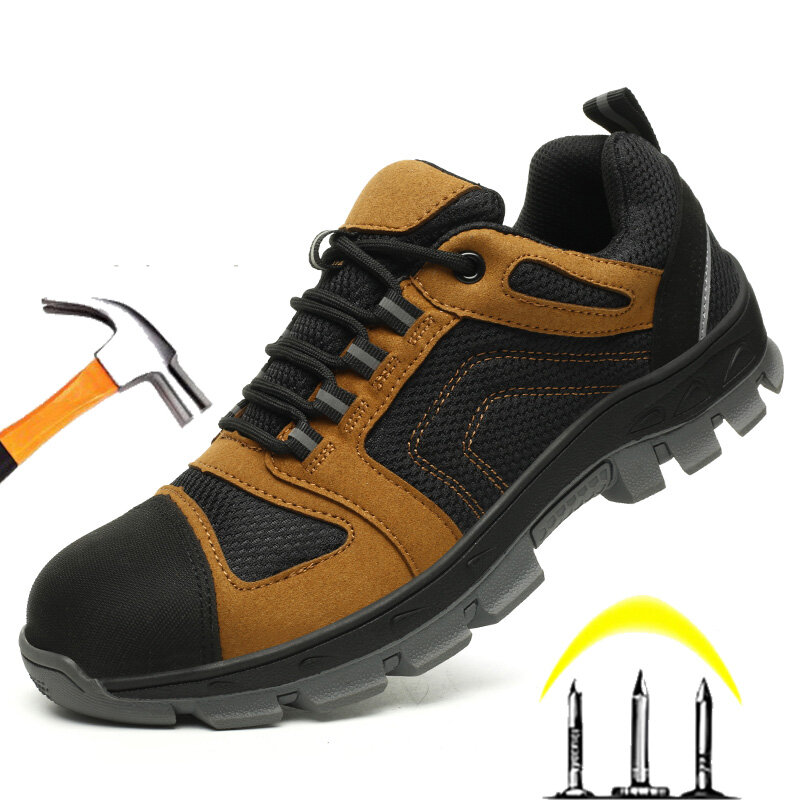Рабочие ботинки со стальным носком, защитная обувь, непрокалываемая летняя Рабочая обувь для мужчин, строительная и неразрушаемая Рабочая обувь