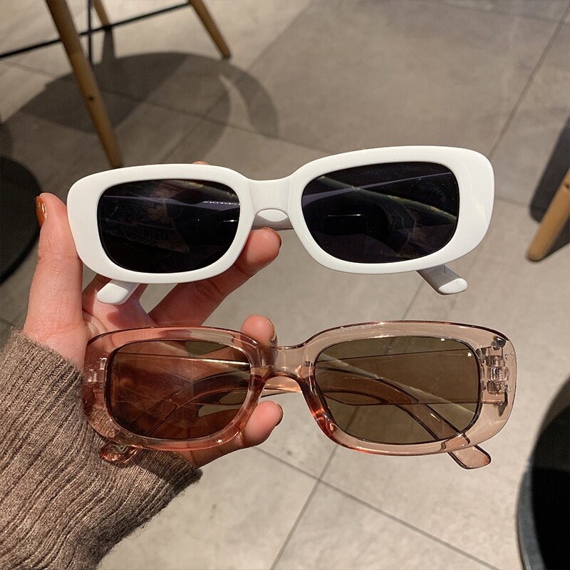 Óculos de sol retangulares pequenos para mulheres, óculos de sol ovais, óculos vintage, tons anti-reflexo femininos, quadrados, marca designer, UV400