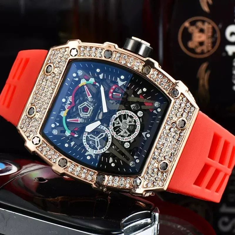 2024 New Top Luxury Men's Brand 3 Pointer Sports Run Second RM Diamond Automatic Men's Watch Full Function Quartz Vintage Watch