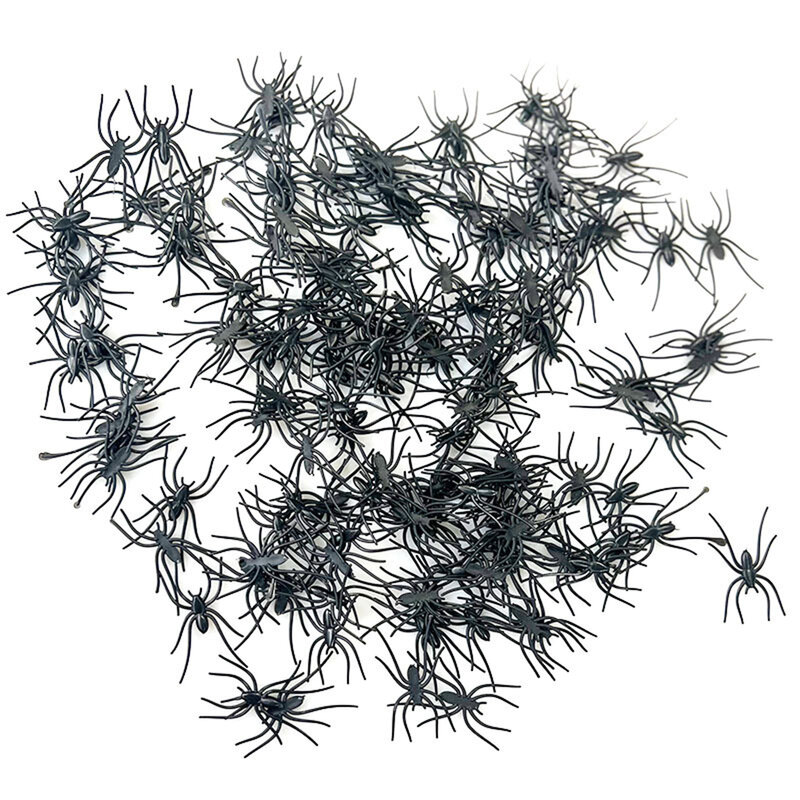Aranha realista brinquedos halloween aranhas pequenas 200 pçs aranhas pretas em massa halloween adereços brincadeira mini aranhas falso aranha ao ar livre