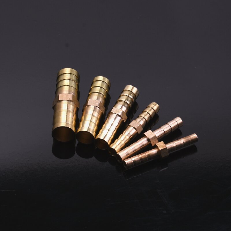 황동 직선 호스 파이프 피팅 동일 바브, 가스 구리 바브 커플러, 커넥터 어댑터, 4mm, 5mm, 6mm, 8mm, 10mm, 12mm, 16mm, 19mm, 25mm