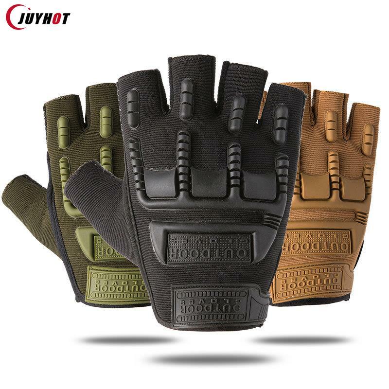 1Pair Summer Fingerless Tactical Gloves Military Men Women Knuckles Protective Gear Hand Driving Climbing Cycling Bicycle Riding