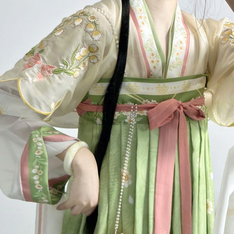 ربيع جديد النمط الصيني التقليدي Hanfu النساء القديمة أنيقة Vintage الملابس الشرقية نمط تأثيري Hanfu مجموعة فستان