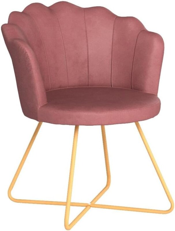 Duhome 벨벳 악센트 의자, 침실 메이크업 룸 등받이가 있는 거실 의자, 골든 쉘 모양의 거실 의자