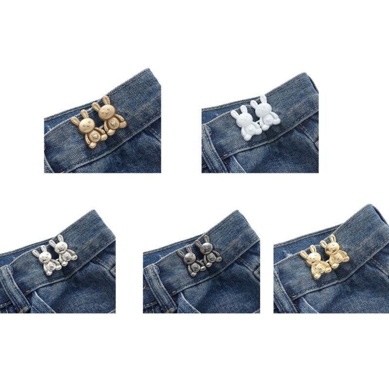 Botão instantâneo botão jean coelho calça pino botão jeans fivela cintura ajustável apertar botão cintura sem costura