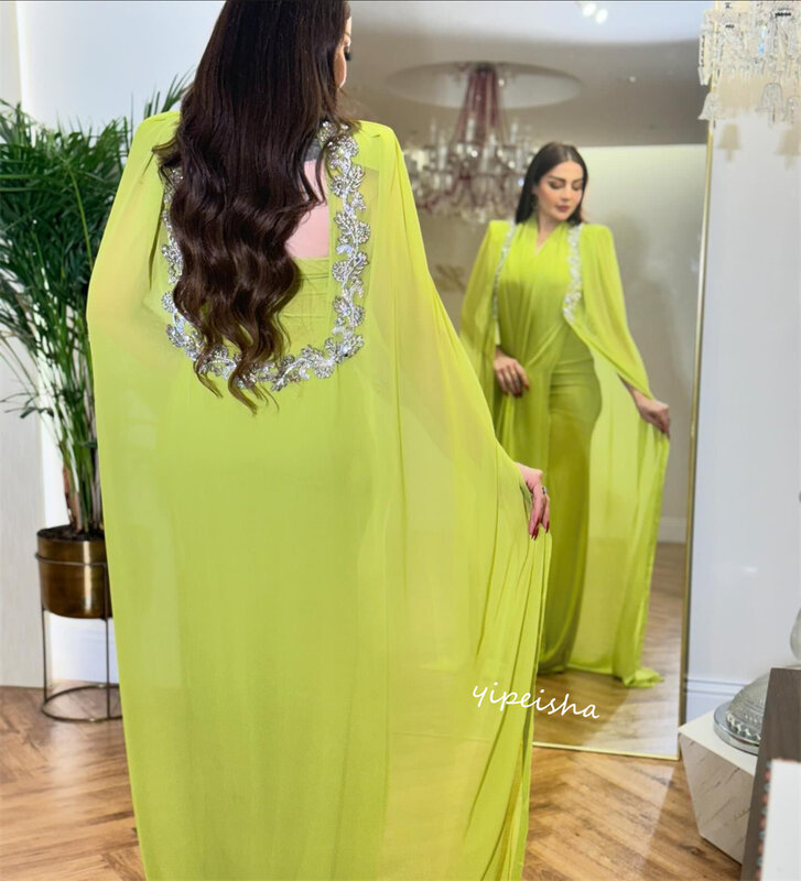 Атласное ТРАПЕЦИЕВИДНОЕ ПЛАТЬЕ Jiayigong с бисером и квадратным вырезом, длинное платье на заказ, Саудовская Аравия
