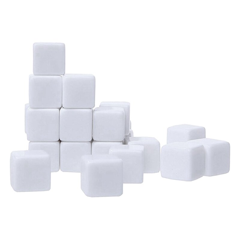 Cubes blancs en acrylique pour jeux de société, 16mm, 48 pièces, dés personnalisés, pour compter les maths, fuchsia, alphabet, chiffres
