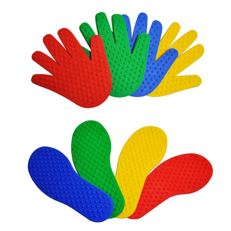 16 pares de juego de manos y pies, 4 colores, juguetes para niños, alfombra de juego para saltar, musculación deportiva, accesorios de juego para interiores y exteriores
