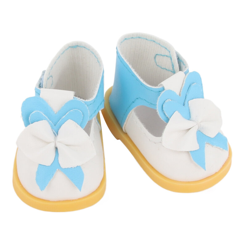 Bonitos sapatos de couro PU Bow Doll, botas para 14 em American e EXO Doll, mini sapatos acessórios para 32-33 Rússia, DIY Toy, 5,5 cm, 1/6