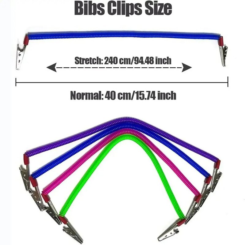 4Pcs Multicolor Napkin Holder Portable Plastic Neck Chains Bibs Clips Home Dining