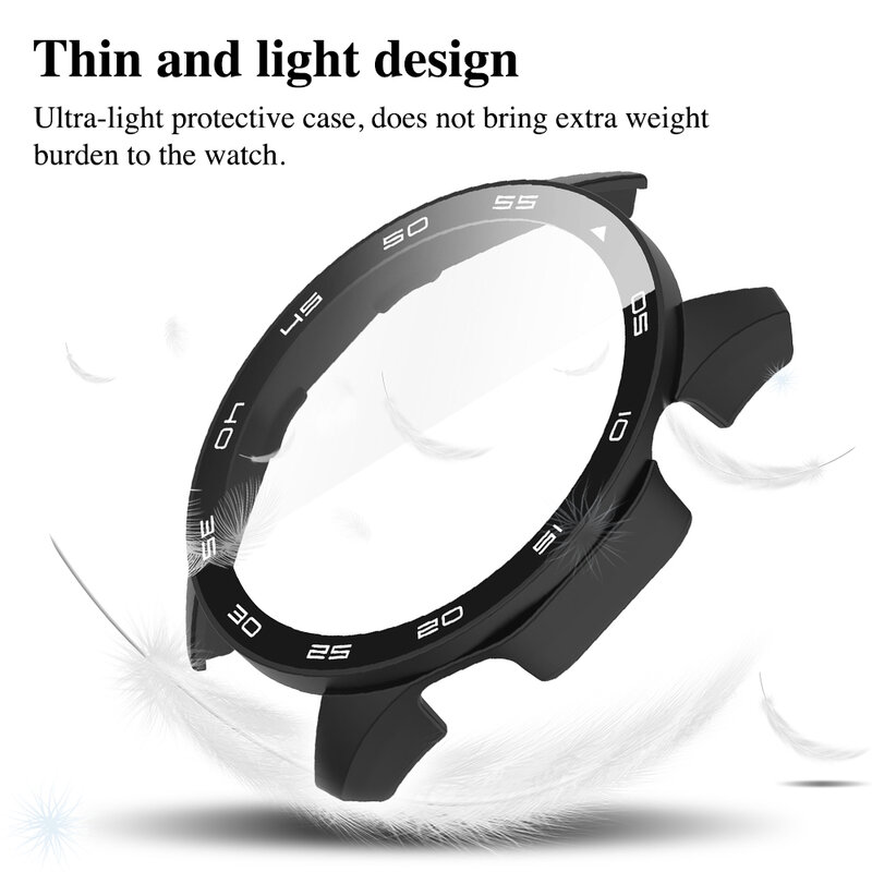 Verre et étui pour Huawei Watch GT4, accessoires PC, pare-chocs tout autour, housse de protection, verre de protection d'écran, 46mm